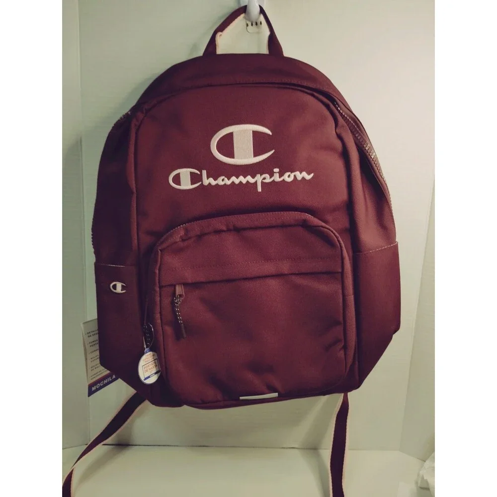 Champion Burgundy Kids Backpack Logo Zip, Laptop Sleeve, Reflective, Pockets